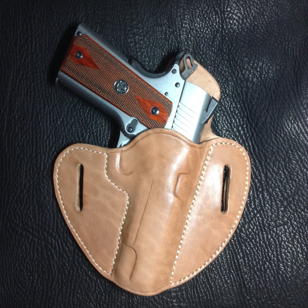 Natural horsehide OWB pancake holster for Ruger sr 1911 pistol.